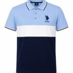 Men's Premium Color Block Polo T-Shirt | Soft Cotton Half Sleeve US Polo Style Men's Polo Shirt | Sky Blue White Navy Color Block
